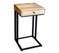 Buttercup Farm Ravi Iron Base 1 Drawer Large Side Table - Mango Wood - L35 X W35 X H60 Cm - Mango Light Finish
