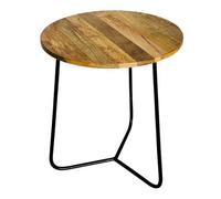 Buttercup Farm Ravi Iron Base Soild Wood Top Side Table - L45 X W45 X H50 Cm - Mango Light Finish