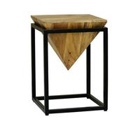 Buttercup Farm Ravi Iron Base Solid Wood Diamond Stool - Small - Mango Wood/iron - L35 X W35 X H49 Cm - Light Finish