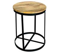 Buttercup Farm Ravi Iron Base Solid Wood Small Round Stool - L41 X W41 X H52 Cm - Mango Light Finish