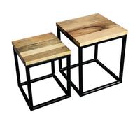 Buttercup Farm Ravi Iron Base Solid Wood Top Nest (Set Of 2) - Wood