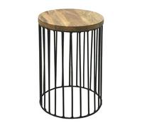 Buttercup Farm Ravi Iron Base Solid Wood Top Side Table - Small - Mango Wood/iron - L30 X W30 X H45 Cm - Light Finish