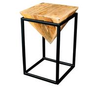 Buttercup Farm Ravi Iron Base Solild Wood Large Diamond Stool - L35 X W35 X H59 Cm - Mango Light Finish