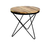Buttercup Farm Ravi Star Leg Round Side Table - Mango Wood/iron - L51 X W51 X H50 Cm - Mango Light Finish