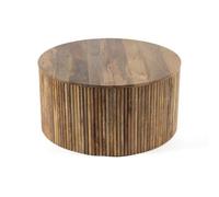 Buttercup Farm Ribbed Round Coffee Table - Mango Wood - L80 X W80 X H40 Cm - Light Finish