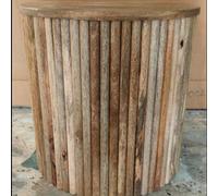Buttercup Farm Ribbed Round Side Table - Mango Wood - L40 X W40 X H40 Cm - Light Finish