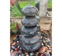 Buttercup Farm Set of Stacked Polished Pebbles Water Feature with Pump, Light in Black Buttercup Farm Black