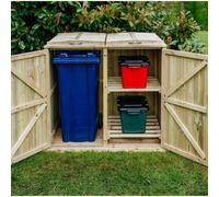 Buttercup Farm Shireburn Bin Store, Fits 1x 180L/240L Wheelie Bins & 2x Boxes in Brown Buttercup Farm Brown