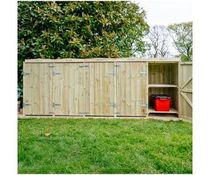 Buttercup Farm Shireburn Bin Store, Fits 3x 180L/240L Wheelie Bins & 4x Boxes in Brown Buttercup Farm Brown