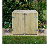 Buttercup Farm Shireburn Double Wheelie Bin Store, Fits 1x 180L or 240L & 1x 140L Bin in Brown Buttercup Farm Brown