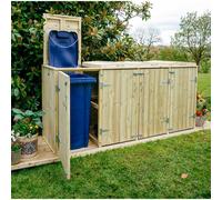 Buttercup Farm Shireburn Quad Wheelie Bin Store - Fits 2x 180L/240L & 2x 140L Bins in Brown Buttercup Farm Brown