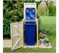 Buttercup Farm Shireburn Single Wheelie Bin Store, Timber, Fits 1 x 140L Wheelie Bins in Light Brown Buttercup Farm Light Brown