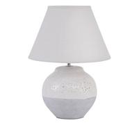 Buttercup Farm Skyline Antique Crackle Table Lamp And Slub Shade, Small E27 60W - Porcelain/linen/iron - L30 X W30 X H40 Cm - Cream/grey