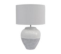 Buttercup Farm Skyline Porcelain Table Lamp And Shade Large E27 60W - Terracotta/linen - L50 X W50 X H77 Cm - White/grey