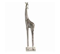 Buttercup Farm Small Giraffe Sculpture Ornament - Resin - L7.3 X W10 X H38.1 Cm - Silver/black