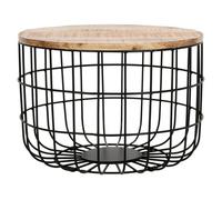 Buttercup Farm Surrey Wire Coffee Table With Removable Top - Solid Mango Wood/metal - L60 X W60 X H40 Cm