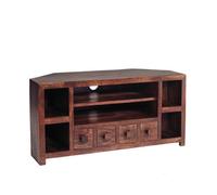 Buttercup Farm Toko Dark Mango Corner Tv Unit - Solid Mango Wood - L45 X W110 X H55 Cm