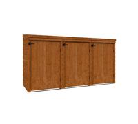 Buttercup Farm Tripple Bin Store 12mm Shed - L246.5 X W78.4 X H131.2 Cm - Solid Wood/softwood/pine - Burnt Orange