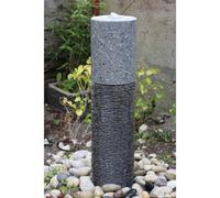 Buttercup Farm Two Tone Granite Column Water Feature With Pump, Light, Reservoir And Grid - 22Cm Dia X 95Cm H - Grey/dark Grey