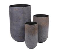 Buttercup Farm Volcano Planters (Set Of 3) - Iron/concrete/epoxy - L42 X W42 X H68 Cm - Charcoal Blue