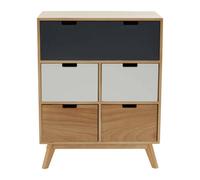 Buttercup Farm Watson Five Drawer Chest - Wood - L40 X W67 X H86 Cm - Grey/natural/white