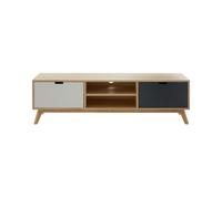 Buttercup Farm Watson Media Unit - Wood - L36 X W150 X H46 Cm - Grey/natural/white