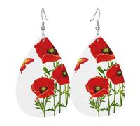 Butterfiy And Flower Piercing Teardrop Earrings Set, Fashion Leather Earrings Dangle Hoop For Women Birthday Party Jewelry Gift