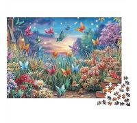 Butterflies 1000 Piece Jigsaw Puzzle for Adults Night Garden Origami Butterflies Lantern Challenging Hard Difficult Premium Thick Sturdy Vibrant Stress Relief 70x50cm/1000pcs