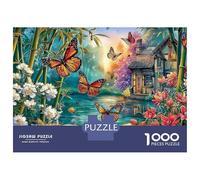 Butterflies 1000 Piece Jigsaw Puzzle for Women, Men Butterflies by Cottage Brainteasing Jigsaws Challenge Games Great Gift 52x38cm/1000pcs