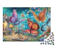 Butterflies 1000 Piece Jigsaw Puzzle for Women, Men Starry Butterfly Brainteasing Jigsaws Challenge Games Creativity & Gift Giving 38x26cm/1000pcs