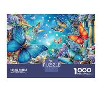 Butterflies 1000 Piece Jigsaw Puzzles in Moonlit Garden Suitable for Decompression And Wall Decor Birthday Gifts Challenge Toy Gifts for Adults And Kids 70x50cm/1000pcs