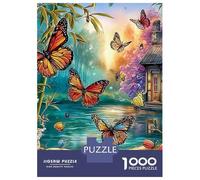 Butterflies 3-Layer Cardboard 1000 Pc Fairy in Town Puzzle, Ultra Difficult, Stress Relief, Wall Decor & Gift for Family & Seniors 38x26cm/1000pcs