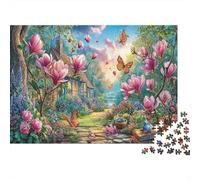 Butterflies Adult Jigsaws for Decompression: Garden with Flowers And Butterflies Educational Game Challenge Wall Decoration 70x50cm/1000pcs