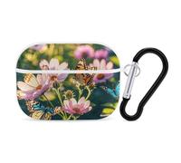 Butterflies and Blooms AirPod Pro Case, Anti Scratch Hard PC Cover with Keychain, AirPod Pro 2nd/1st Case Accessories for Women Men, White-Style