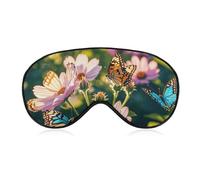 Butterflies and Blooms Sleep Mask for Women Men, Soft Eye Mask with Adjustable Strap for Sleeping, Light Blocking Travel Blindfold for Nap Comfortable Eye Cover for Home Office