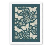 Butterflies and Botanicals Botanical Framed Wall Art Print A3 (42×29.7cm) White, Wall Decor for Living Room, Bedroom, Office & Home, Ready to Hang, Art Gift