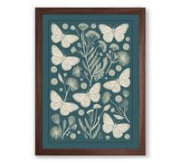 Butterflies and Botanicals Botanical Framed Wall Art Print A4 (29.7×21cm) Walnut, Wall Decor for Living Room, Bedroom, Office & Home, Ready to Hang, Art Gift