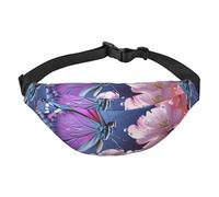 butterflies and flowers Fanny Pack for Men Women Crossbody Bags Fashion Waist Bag Chest Bag Adjustable Belt Bag, Black, One Size