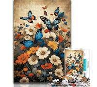Butterflies And Flowers Jigsaw Puzzles for Teenagers 1000 Piece Puzzle,family Fun Games Is Ideal As A Gift for The Whole Family 38x26cm
