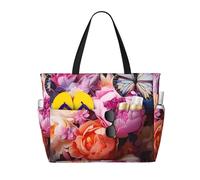 Butterflies and Fresh Bush Multifunctional Beach Travel Bag Multi Pocket Fashionable Design Suitable for Various Outdoor Venues