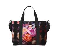 Butterflies and Fresh Bush Women's Hand-held Crossbody Travel Bag, Casual Handbag with Zipper, Suitable for Work, Travel, Fitness, Travel