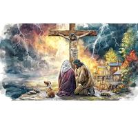 Butterflies-and-lilies-around-a-glowing-cross Jigsaw Puzzles 1000Pc Educational Game Challenge Recycled Paper Impossible Hard Difficult for Adults and Kids Age 12 Years + 70x50/1000pcs