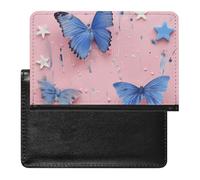 Butterflies And Stars Passport Holder Cover Secure Travel Wallet PU Leather Credit Cards Passport Organizer Bag for Women Men, white, One Size, Modern