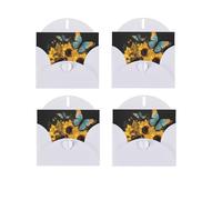 Butterflies And Sunflowers Print Blank Greeting Cards, Love Buttons, Pearl Paper Envelopes Suitable For Various Occasions - Anniversary Cards, Thank You Cards, Holiday Cards, Wedding Cards