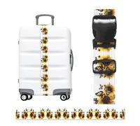 Butterflies and Sunflowers Print Luggage Straps 2pack Adjustable Suitcase Belts Travel Packing Belt with Buckle Closure Baggage Security Straps + 2 Luggage Tags