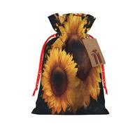 Butterflies and Sunflowers -Print Reusable Burlap Pouches Drawstring Bags, Rustic Wedding Christmas Party Favors Bulk Packaging.