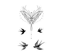 Butterflies And Swallows, Lasting 1-2 Weeks Waterproof, Temporary Tattoo Stickers, Realistic Semi-permanent Fake Tattoos(2pcs)