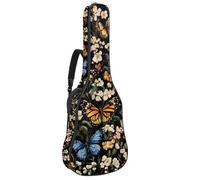 Butterflies and Wild Flowers Padded Guitar Bag, Protective Acoustic Guitar Cover Gig Bag for Electric Bass Classical Guitar