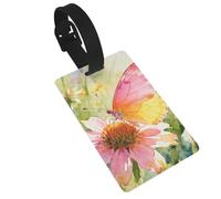 Butterflies and Wildflowers Luggage Tags for Suitcases - Durable PVC ID Tags with Detachable Straps for Travel, Backpack, Golf Bag, Anti-Loss