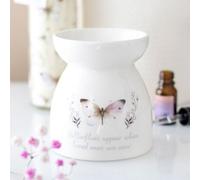 Butterflies Appear Ceramic Oil Burner - White Butterfly Design & Message